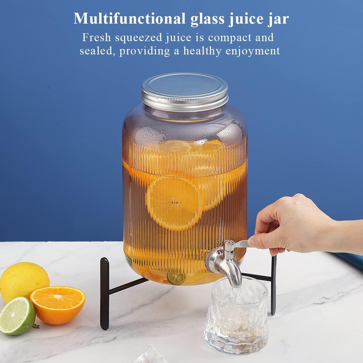 Glass Beverage Dispenser with Tap 4L