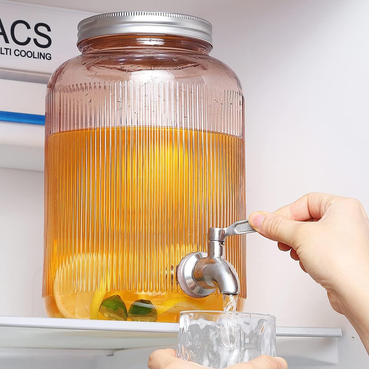 Glass Beverage Dispenser with Tap 4L