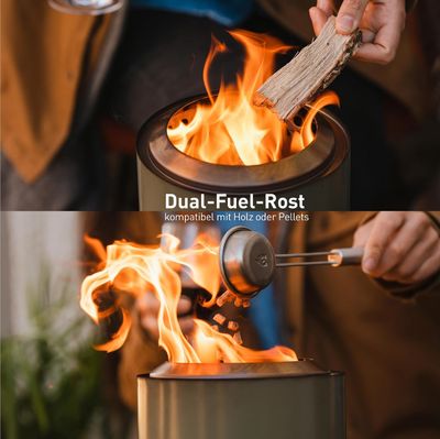 Stainless Steel Mesa Tabletop Fire Pit – Portable Smokeless Fire Pit with Stand &amp; Carry Bag