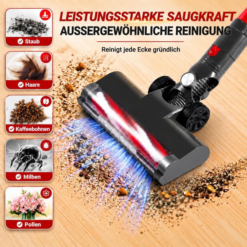 Cordless Stick Vacuum Cleaner – Anti-Tangle, HEPA Filter &amp; LED Headlight