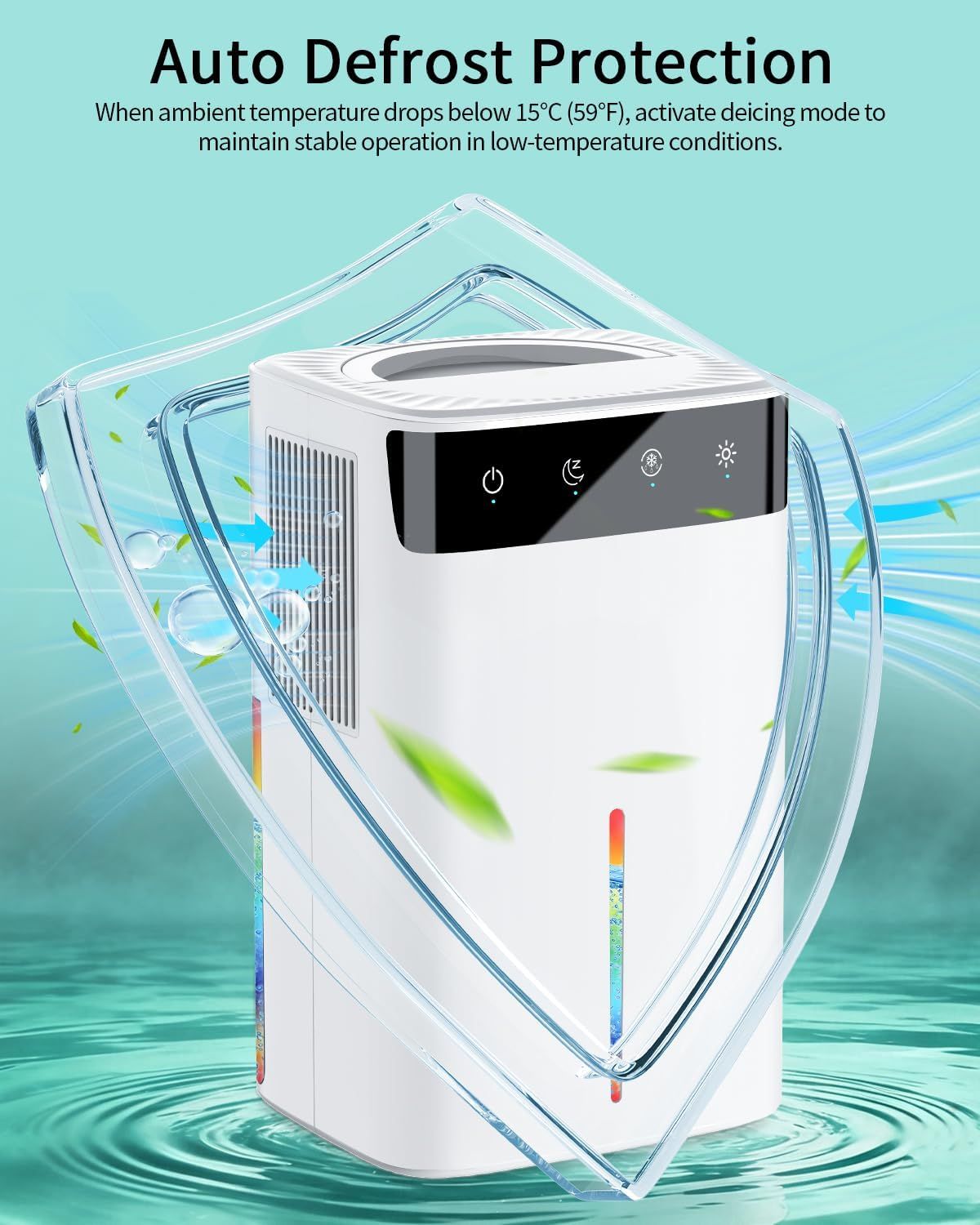 2.6L Portable Dehumidifier for Home Bedroom Bathroom with Auto Defrost