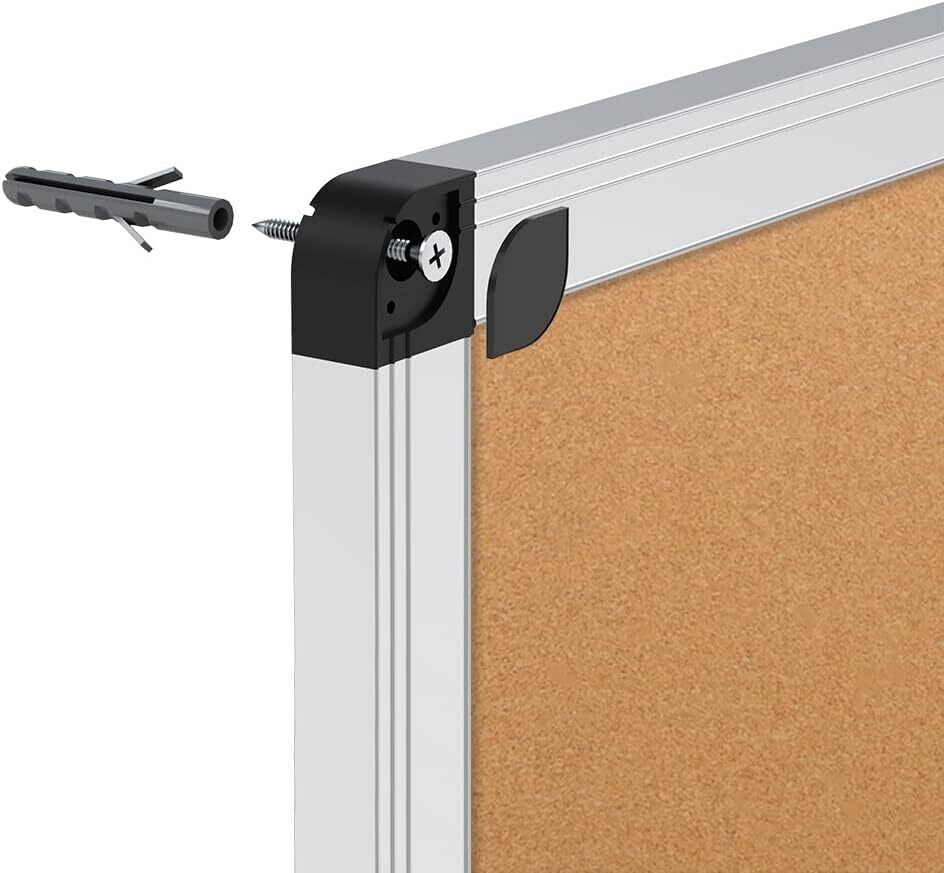 60x45cm Cork Notice Board with Silver Aluminium Frame, Wall Mounted Pin Board