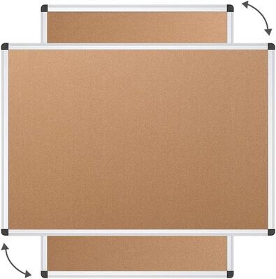 60x45cm Cork Notice Board with Silver Aluminium Frame, Wall Mounted Pin Board
