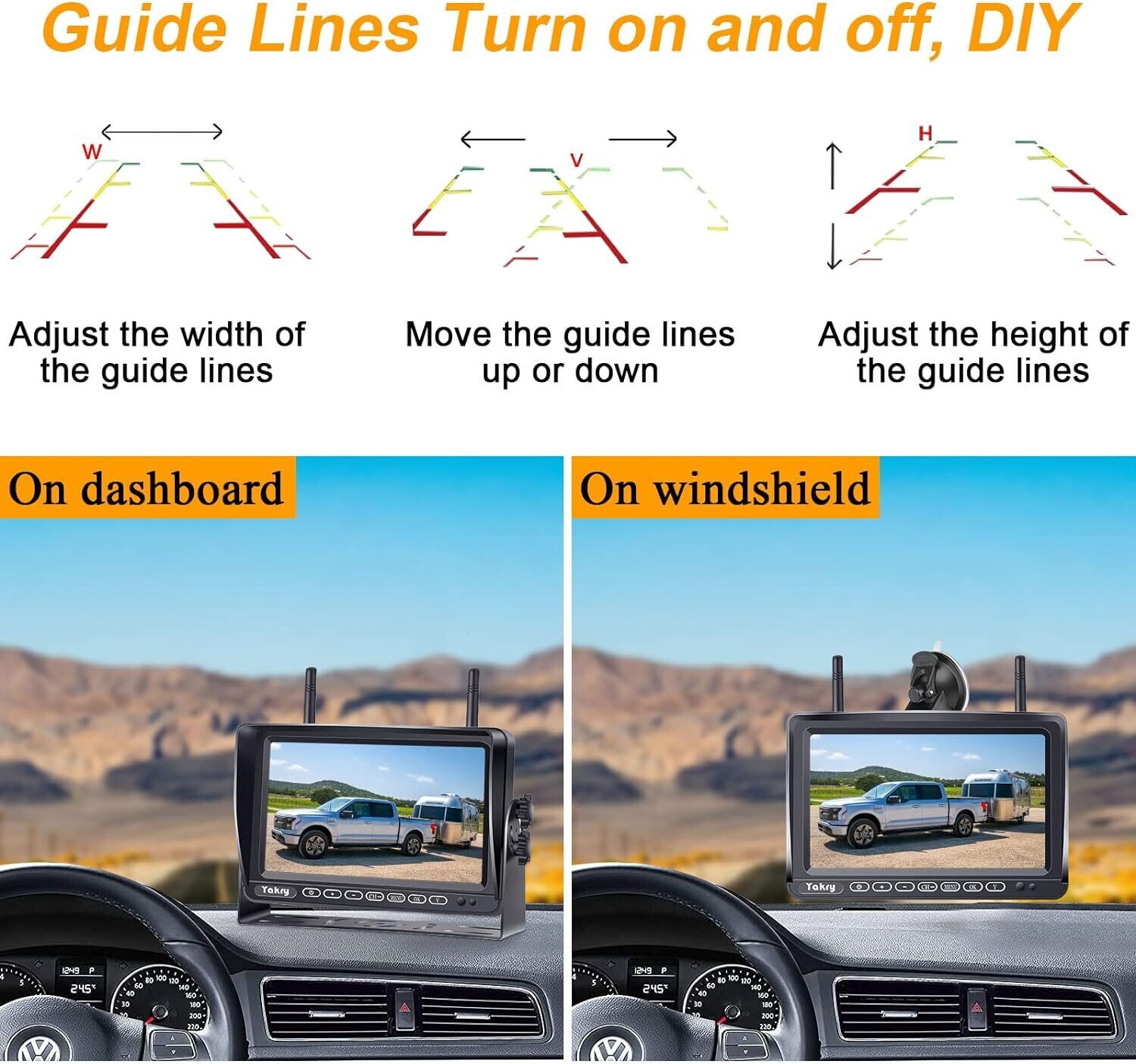 Wireless Reversing Camera Kit for Vans, HD 2 Rear View Cameras System, 7-inch DVR Waterproof Night Vision Car Reverse Camera for Caravan Motorhome Campervan