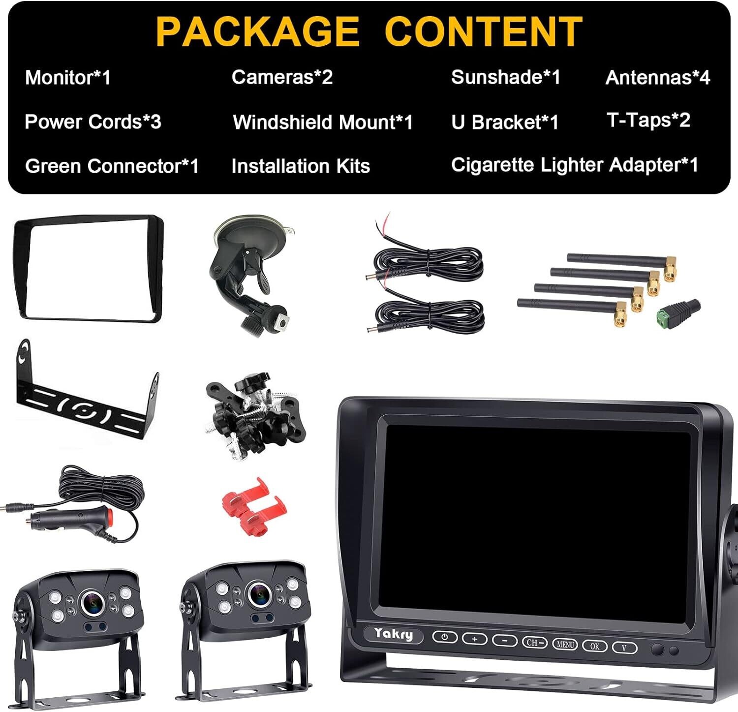 Wireless Reversing Camera Kit for Vans, HD 2 Rear View Cameras System, 7-inch DVR Waterproof Night Vision Car Reverse Camera for Caravan Motorhome Campervan