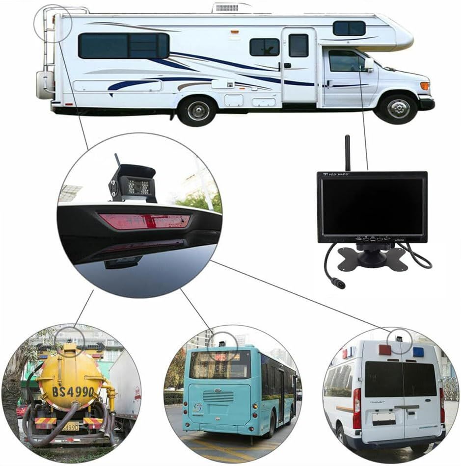 Wireless Reversing Camera Kit for Vans, HD 2 Rear View Cameras System, 7-inch DVR Waterproof Night Vision Car Reverse Camera