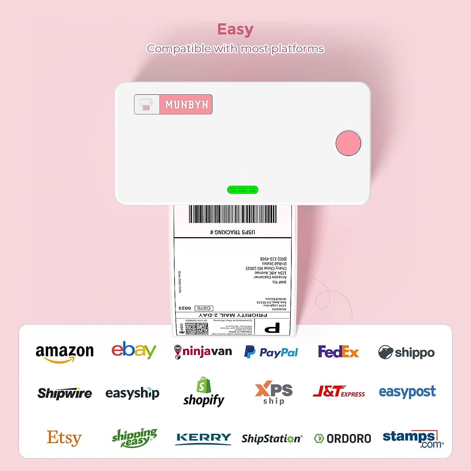 Bluetooth Thermal Label Printer – 4×6 Shipping Label Printer with USB