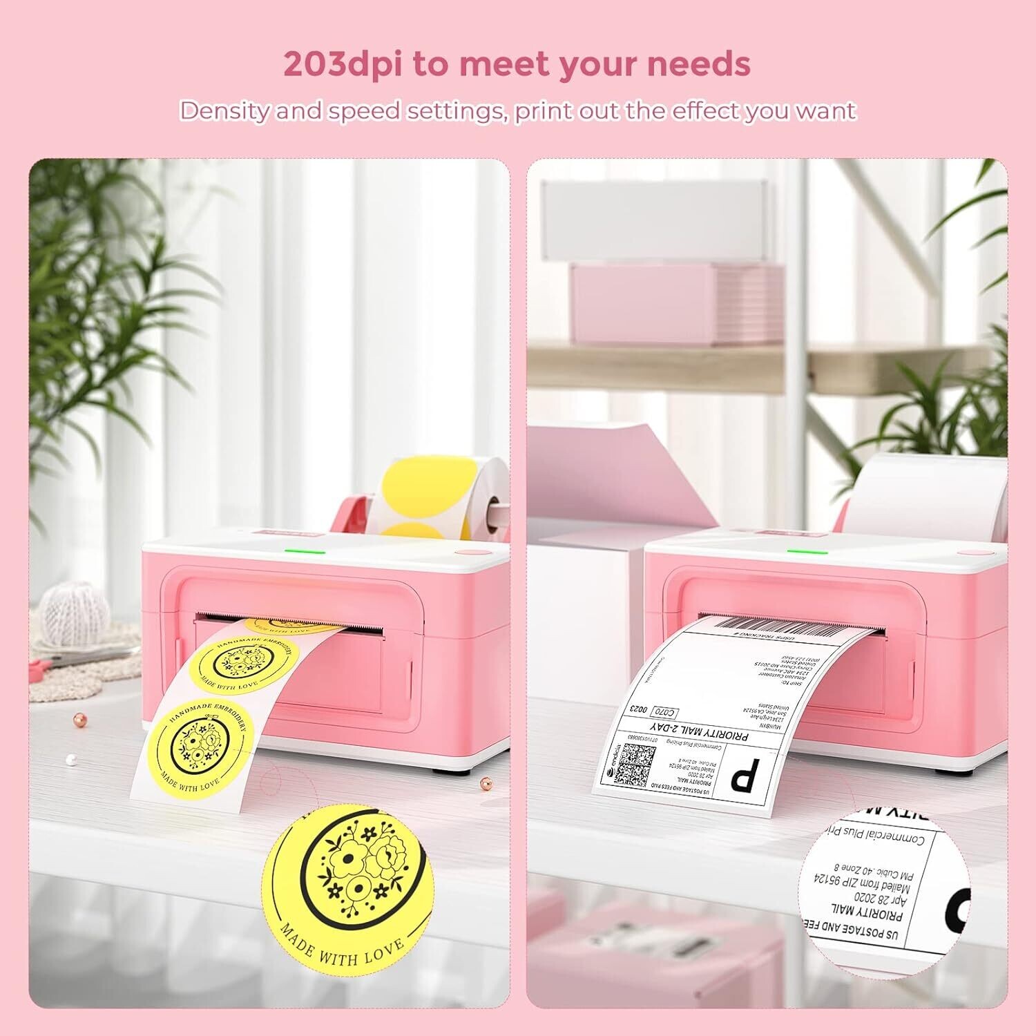 Bluetooth Thermal Label Printer – 4×6 Shipping Label Printer with USB
