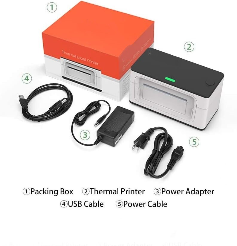 Bluetooth Thermal Label Printer – 4×6 Shipping Label Printer with USB