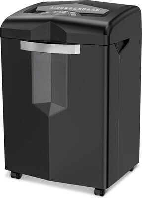 60-Minute Heavy-Duty Shredder Machine for Office Use - Shreds Credit Cards, Staples, and Clips with Pullout Basket and 4 Casters for Easy Mobility