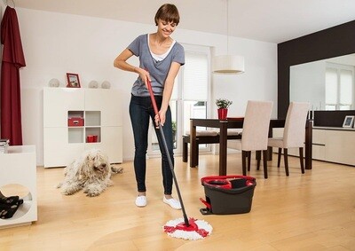 Turbo EasyWring and Clean complete set, Metal, red/grey, 48,6 x 29,6 cm