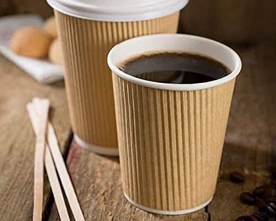 Brown Ripple Wall Disposable Paper Cups 340ml – 100 Pack