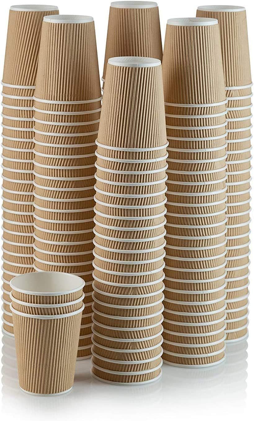 Brown Ripple Wall Disposable Paper Cups 340ml – 100 Pack