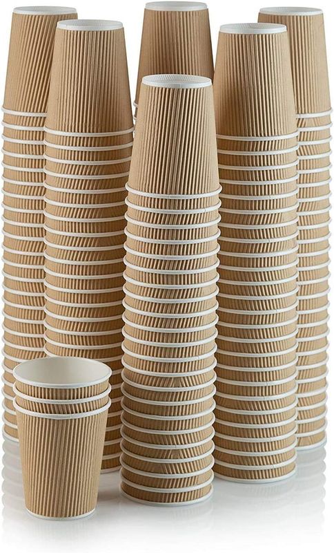 Brown Ripple Wall Disposable Paper Cups 340ml – 100 Pack