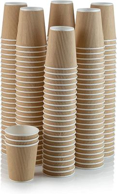 Brown Ripple Wall Disposable Paper Cups 340ml – 100 Pack