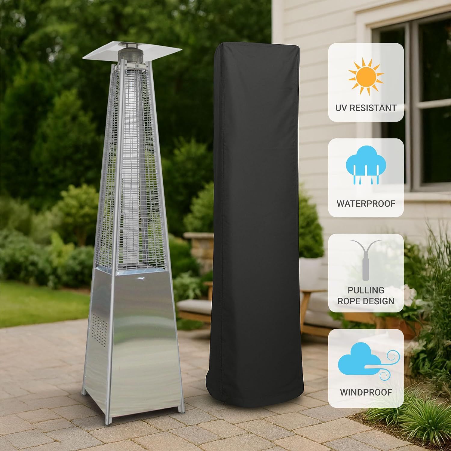 Pyramid 13kW Patio Gas Heater with Bluetooth Speaker – Stainless Steel