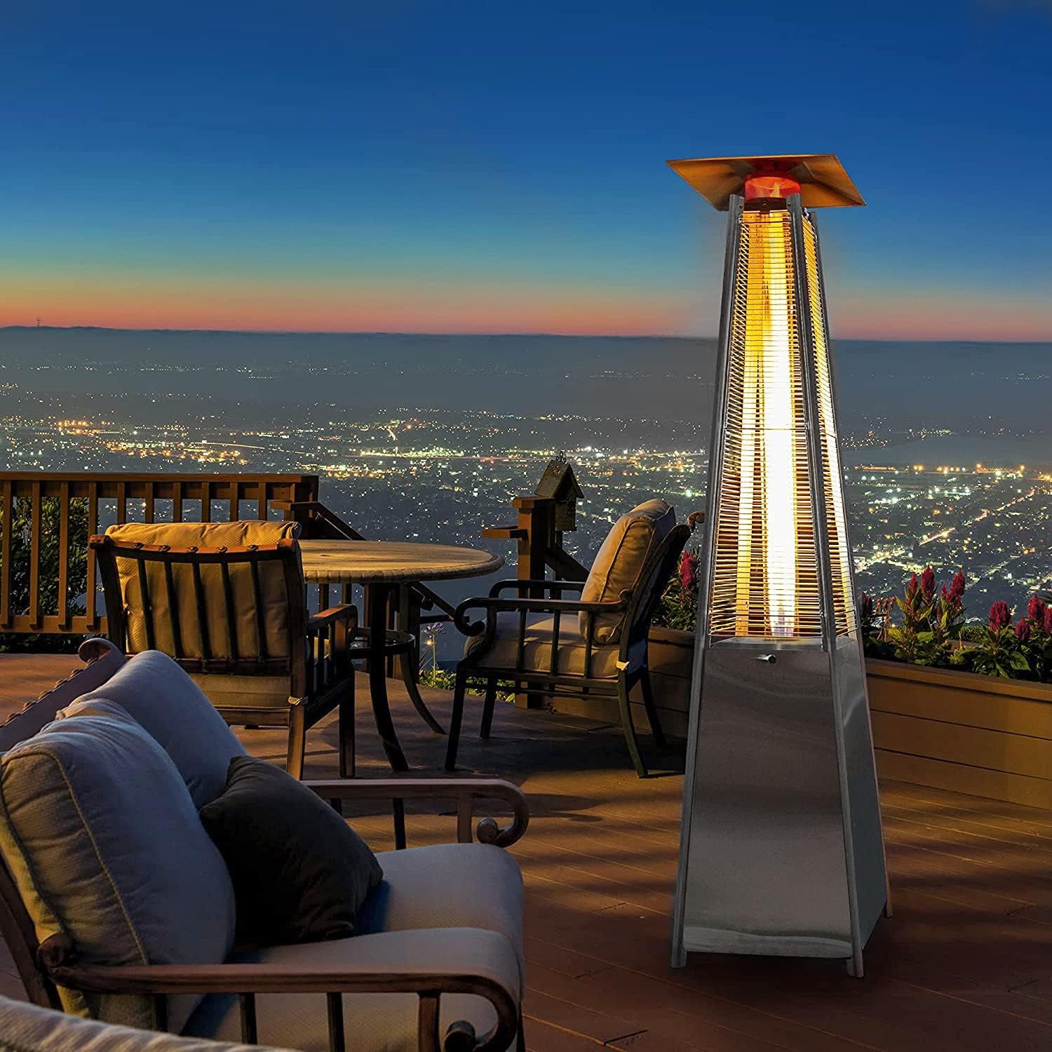 Pyramid 13kW Patio Gas Heater with Bluetooth Speaker – Stainless Steel