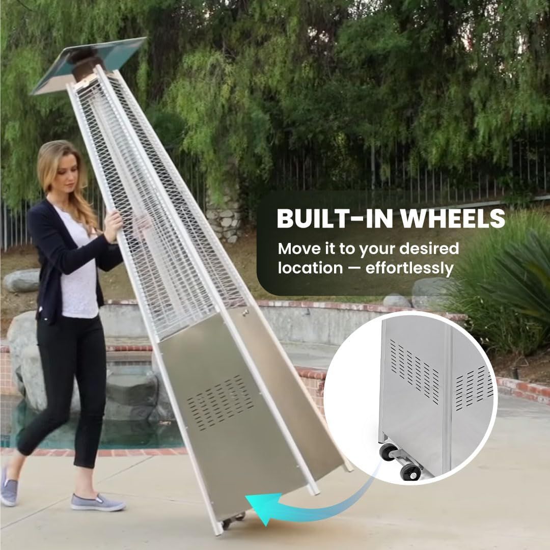 Pyramid 13kW Patio Gas Heater with Bluetooth Speaker – Stainless Steel