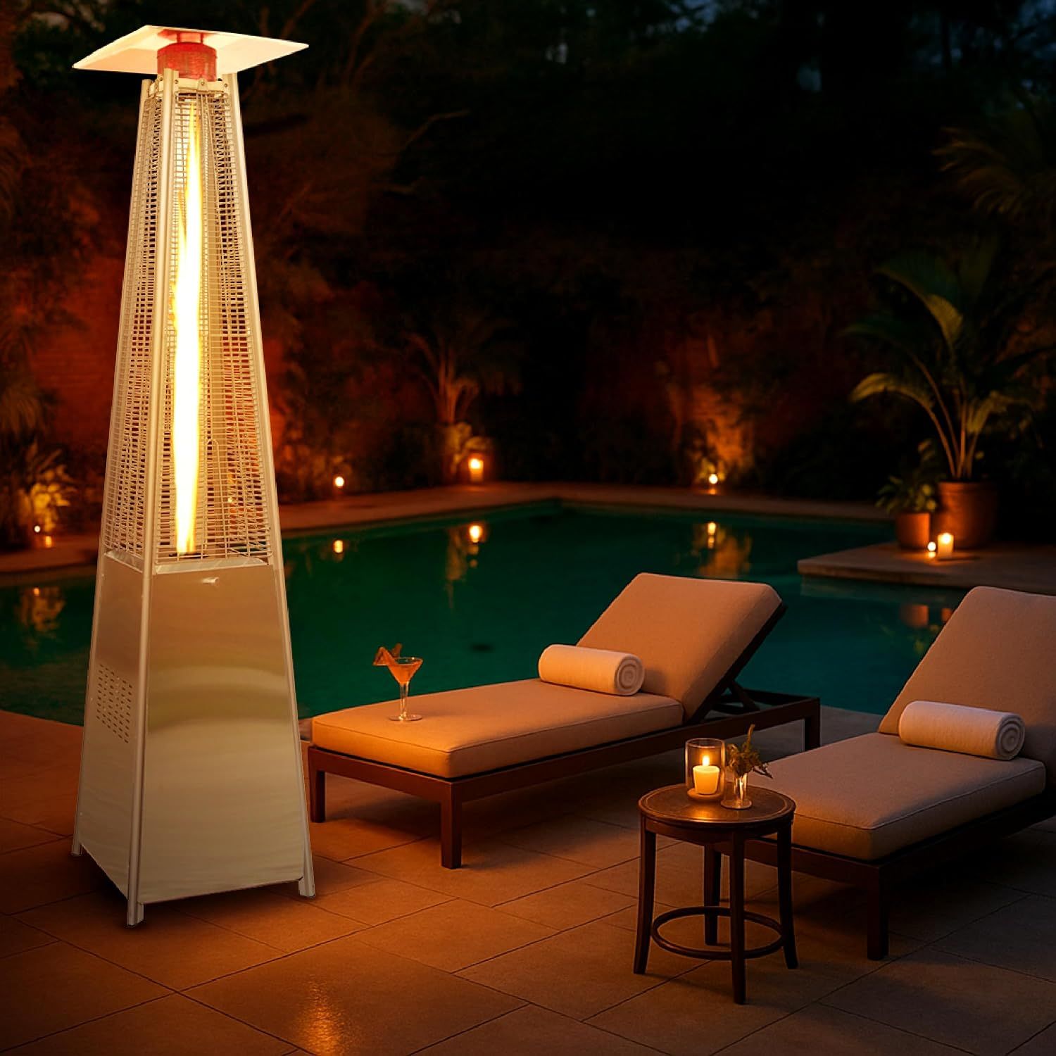 Pyramid 13kW Patio Gas Heater with Bluetooth Speaker – Stainless Steel