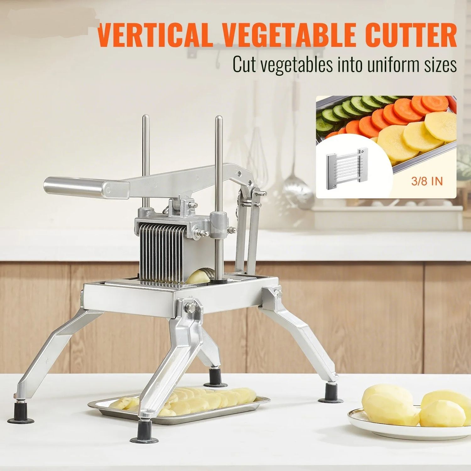 Commercial Manual Vegetable Slicer 3/8 &amp; 3/16 Inch Stainless Steel Tomato Cutter