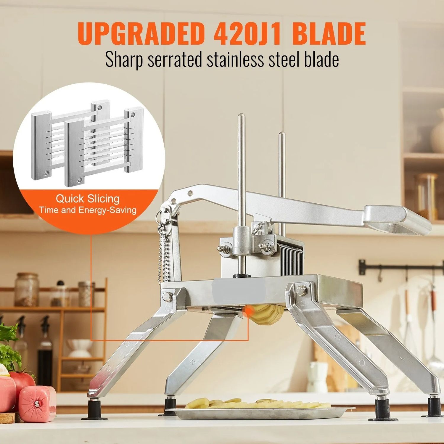 Commercial Manual Vegetable Slicer 3/8 &amp; 3/16 Inch Stainless Steel Tomato Cutter