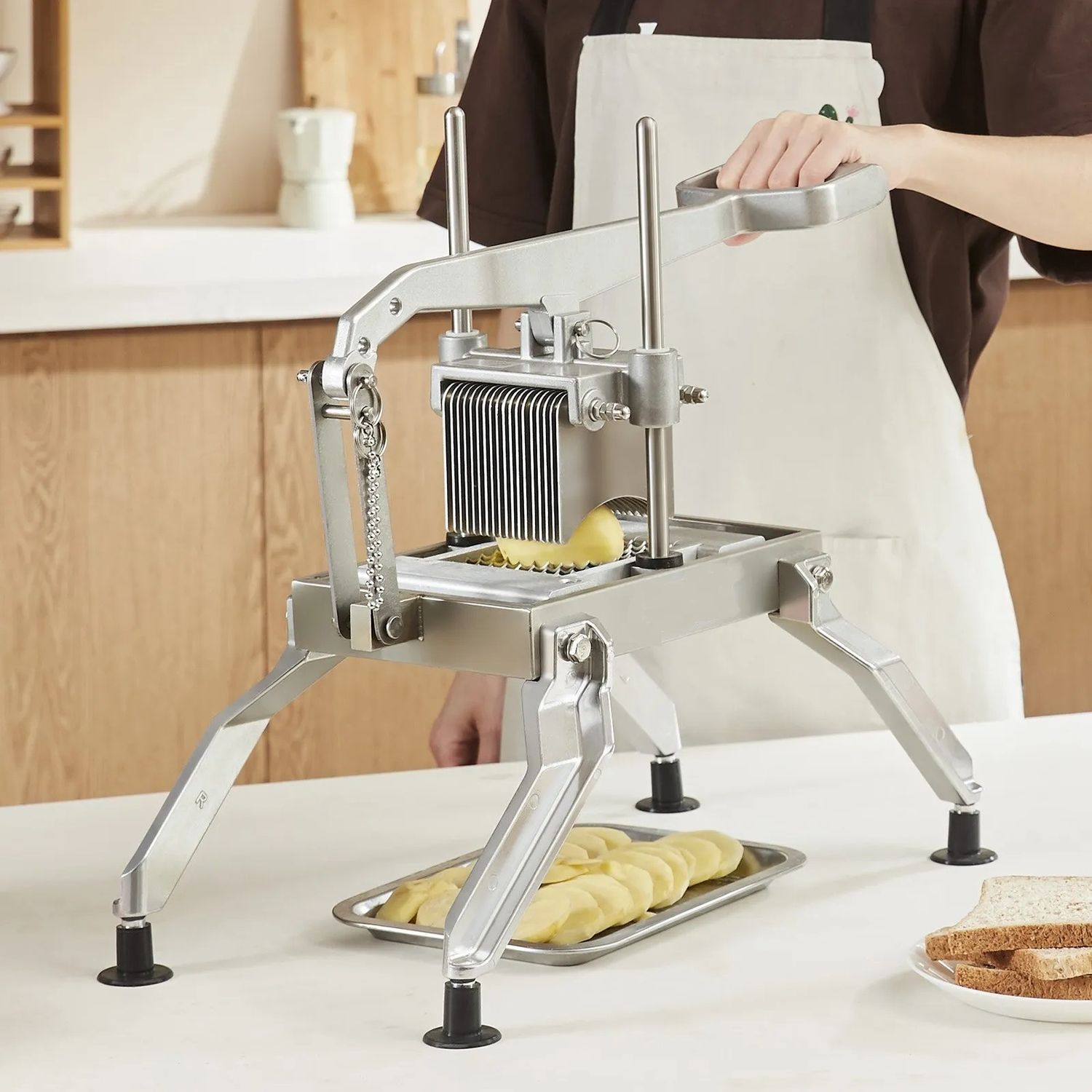Commercial Manual Vegetable Slicer 3/8 &amp; 3/16 Inch Stainless Steel Tomato Cutter