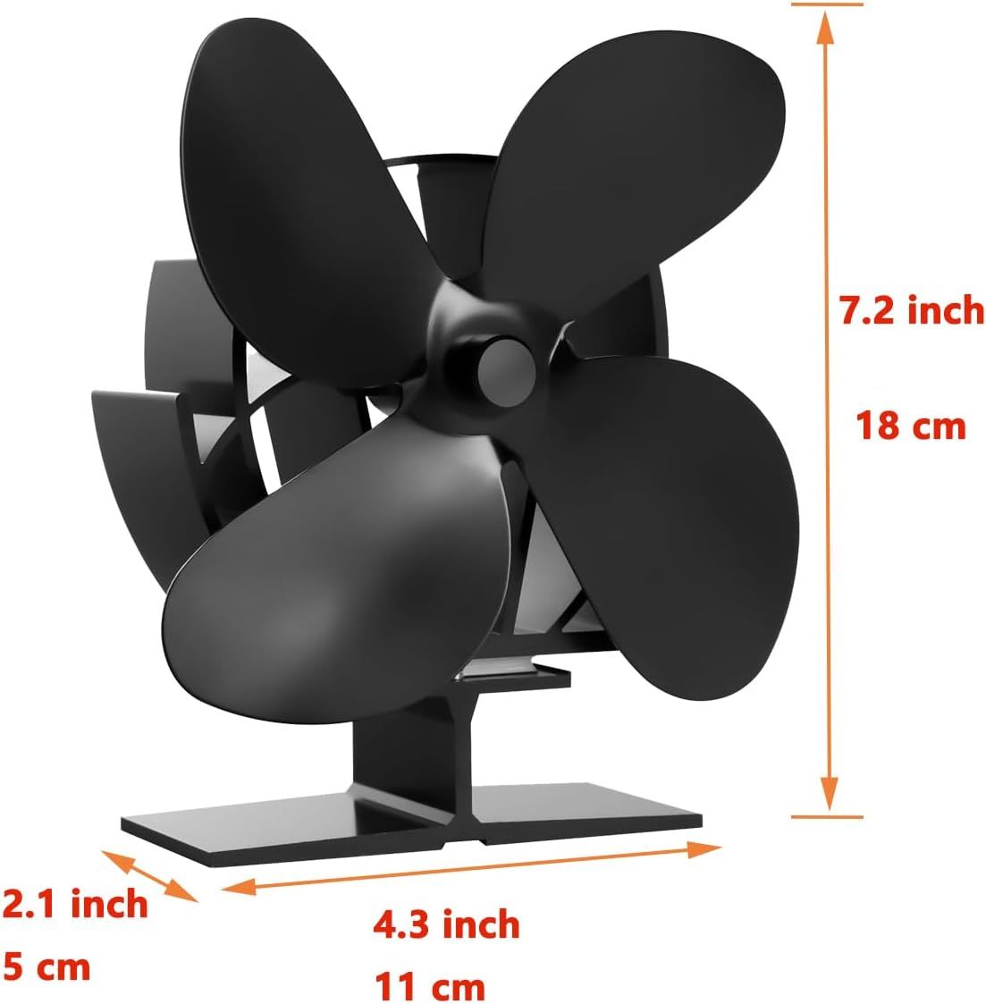 Wood Stove Fan 4 Blade Silent Fireplace Fan