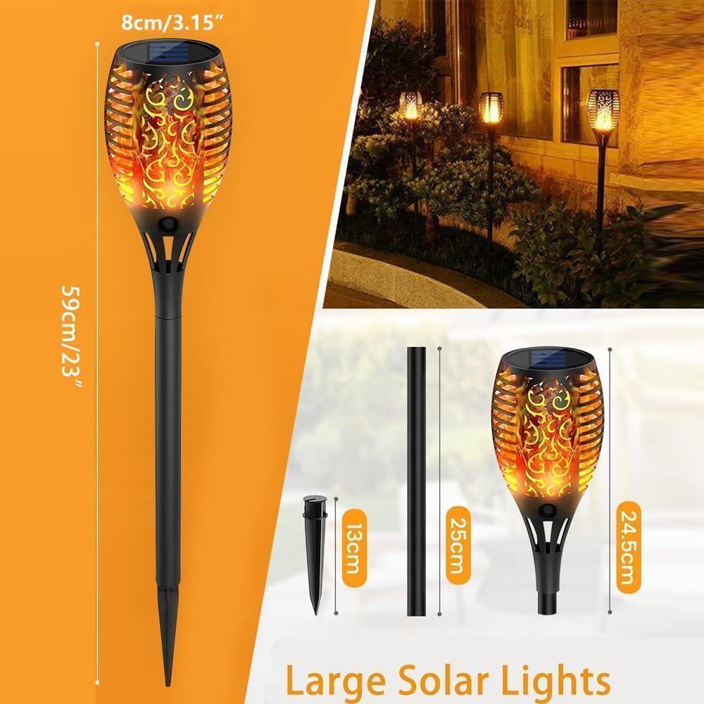 Solar Lights 4 Pack LED Flame Torch Garden