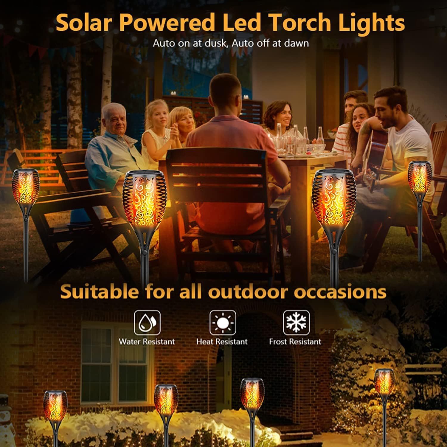 Solar Lights 4 Pack LED Flame Torch Garden
