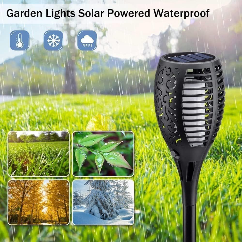 Solar Lights 4 Pack LED Flame Torch Garden
