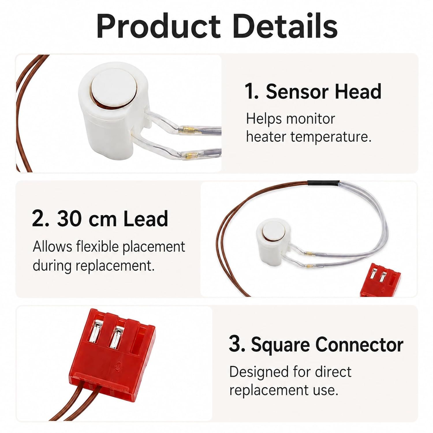 12V 24V Diesel Heater Temperature Sensor 30cm Square Connector