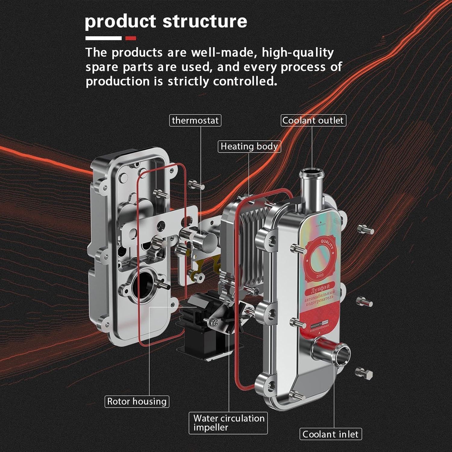 Car Engine Heater Antifreeze Preheater 12V/24V Coolant Circulation Heater with Thermostat