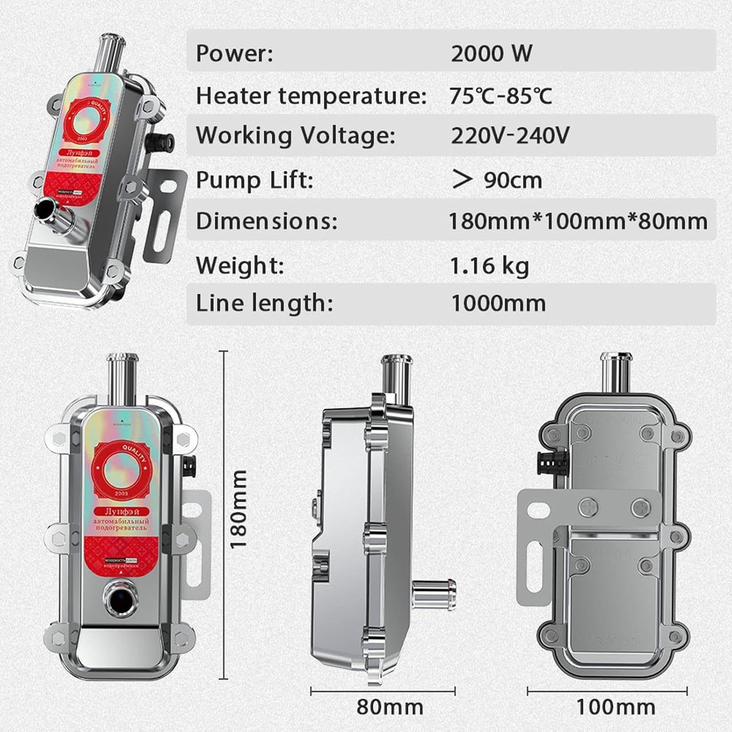 Car Engine Heater Antifreeze Preheater 12V/24V Coolant Circulation Heater with Thermostat