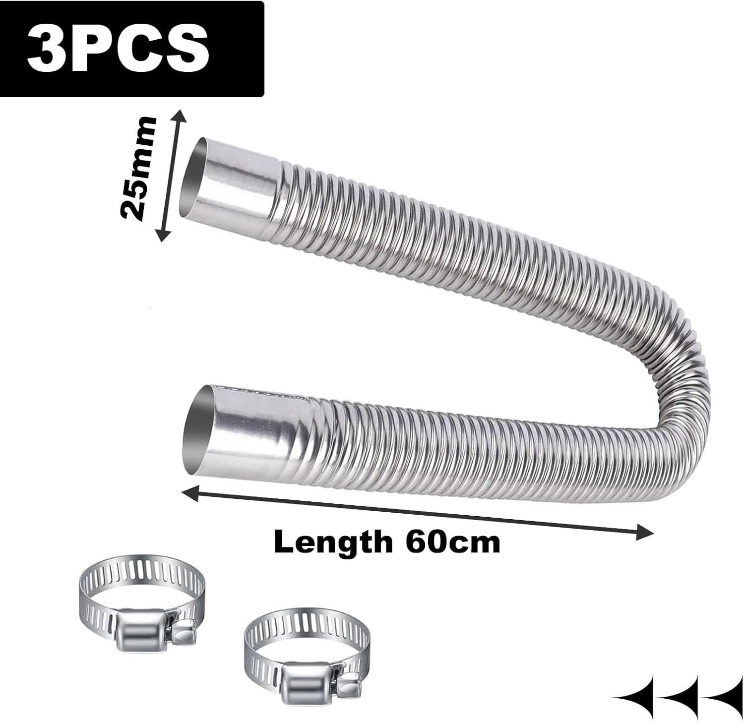 60cm Diesel Heater Exhaust Pipe 25mm Stainless Steel