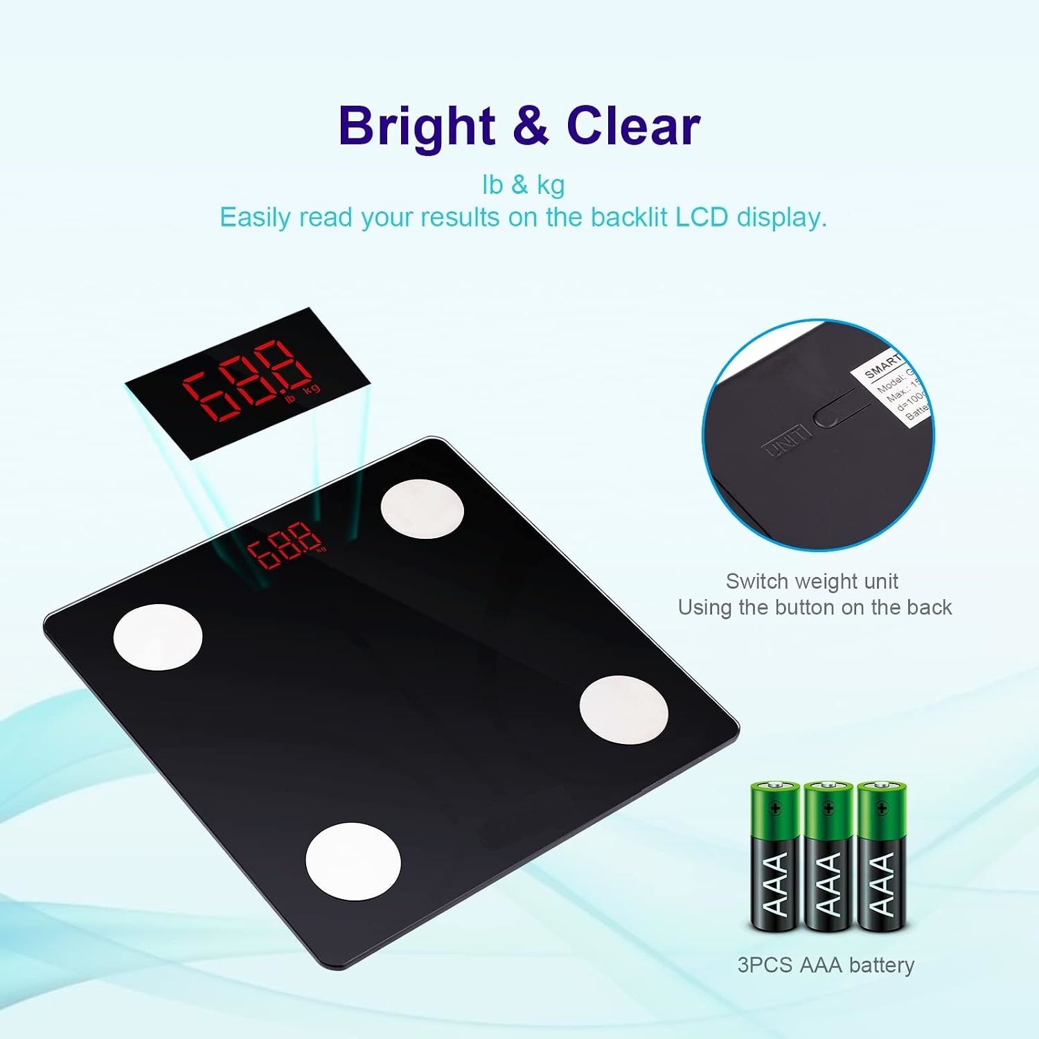Scales Bluetooth Smart Body Composition Scale – 13 Health Metrics, 150 kg Capacity