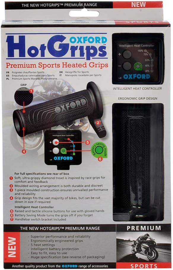 Premium Heated 22mm Motorcycle Handlebar Grip – Black Rubber, Street Bike