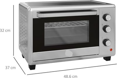 Mini Oven 30L 1600W Electric Countertop Oven with Grill &amp; Timer