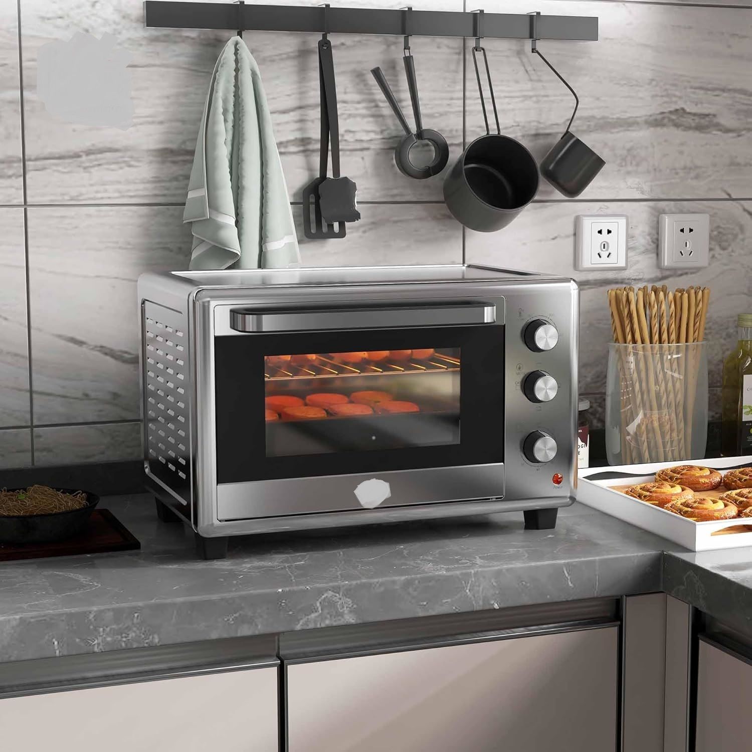 Mini Oven 30L 1600W Electric Countertop Oven with Grill &amp; Timer