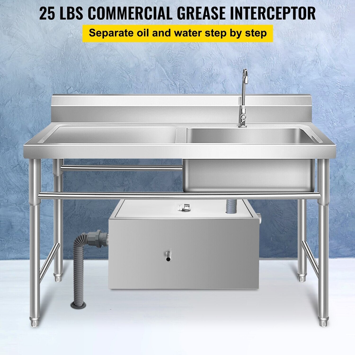 Stainless Steel Commercial Kitchen Grease Trap with Removable Filter