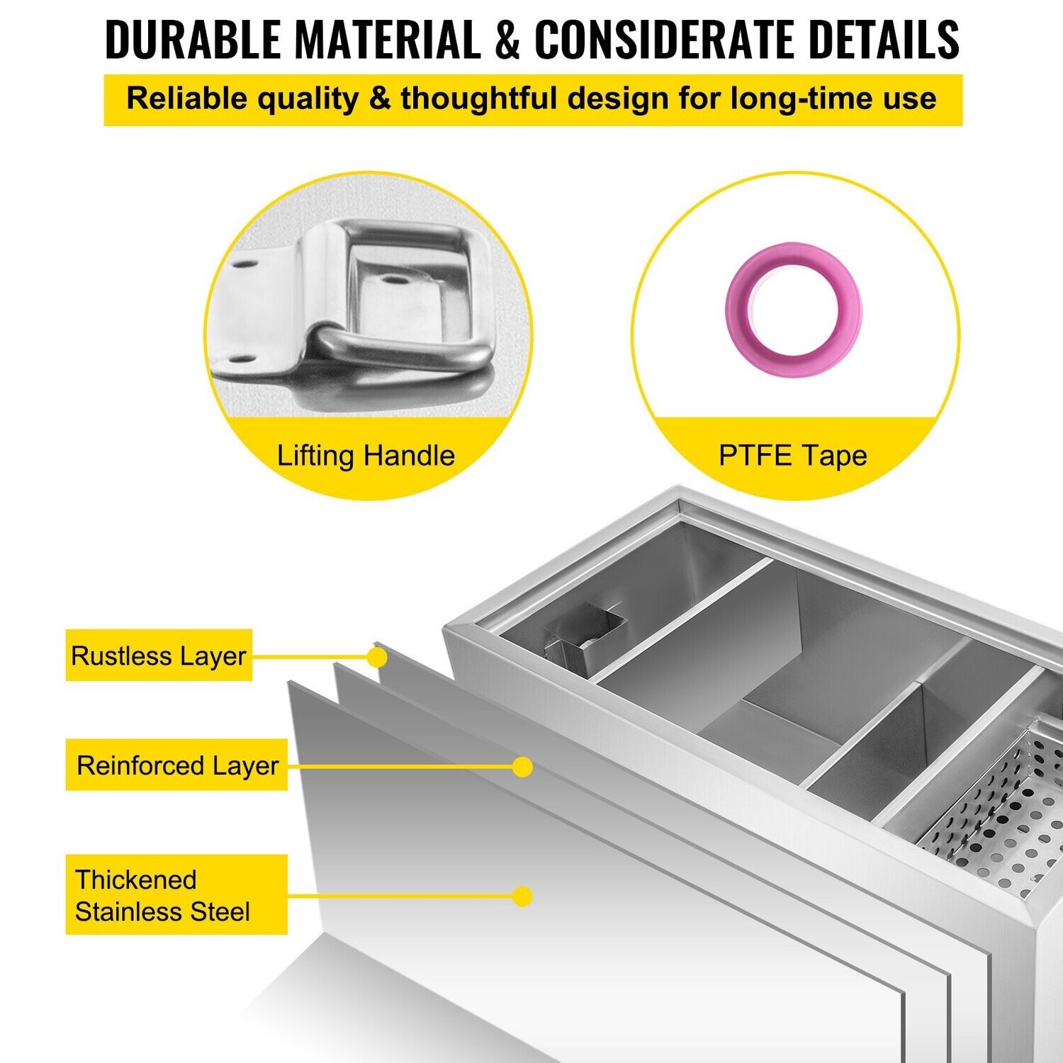 Stainless Steel Commercial Kitchen Grease Trap with Removable Filter