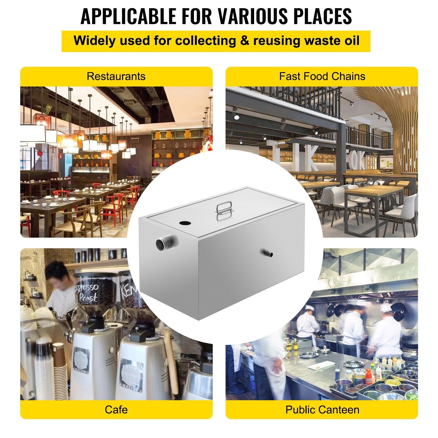 Stainless Steel Commercial Kitchen Grease Trap with Removable Filter