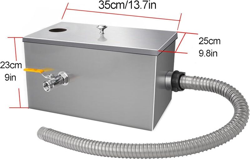 Stainless Steel Commercial Kitchen Grease Trap with Removable Filter