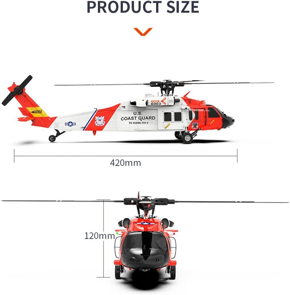 YXZNRC F09-S RC Helicopter 2.4G 6CH Brushless GPS 6-Axis Flight Model