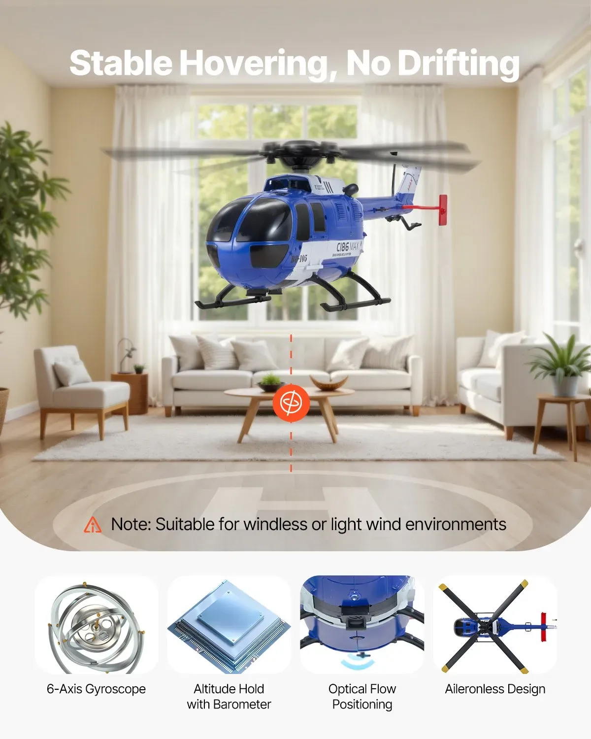 Beginner RC Helicopter — 2.4GHz 4-Propeller Remote Control Aircraft, 6-Axis Gyro Stabilization, One-Key Takeoff/Landing, LED Light, Perfect Gift Toy for Children Ages 8 and Up