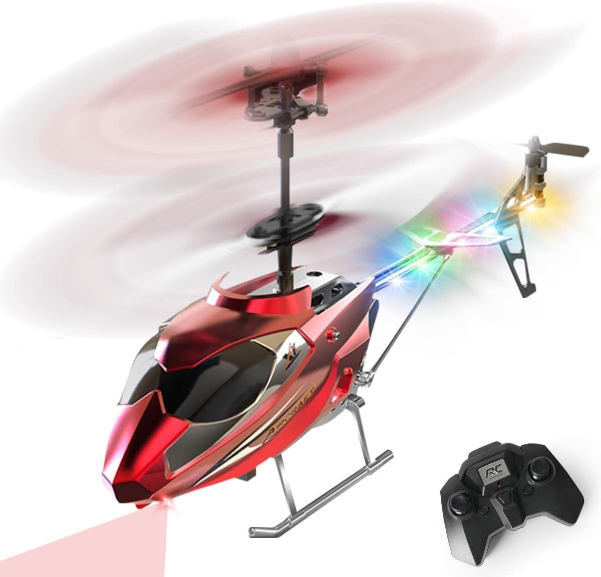 RC Helicopter with Remote Control, 2.4GHz LED Light, One-Button Take-Off for Kids 12+