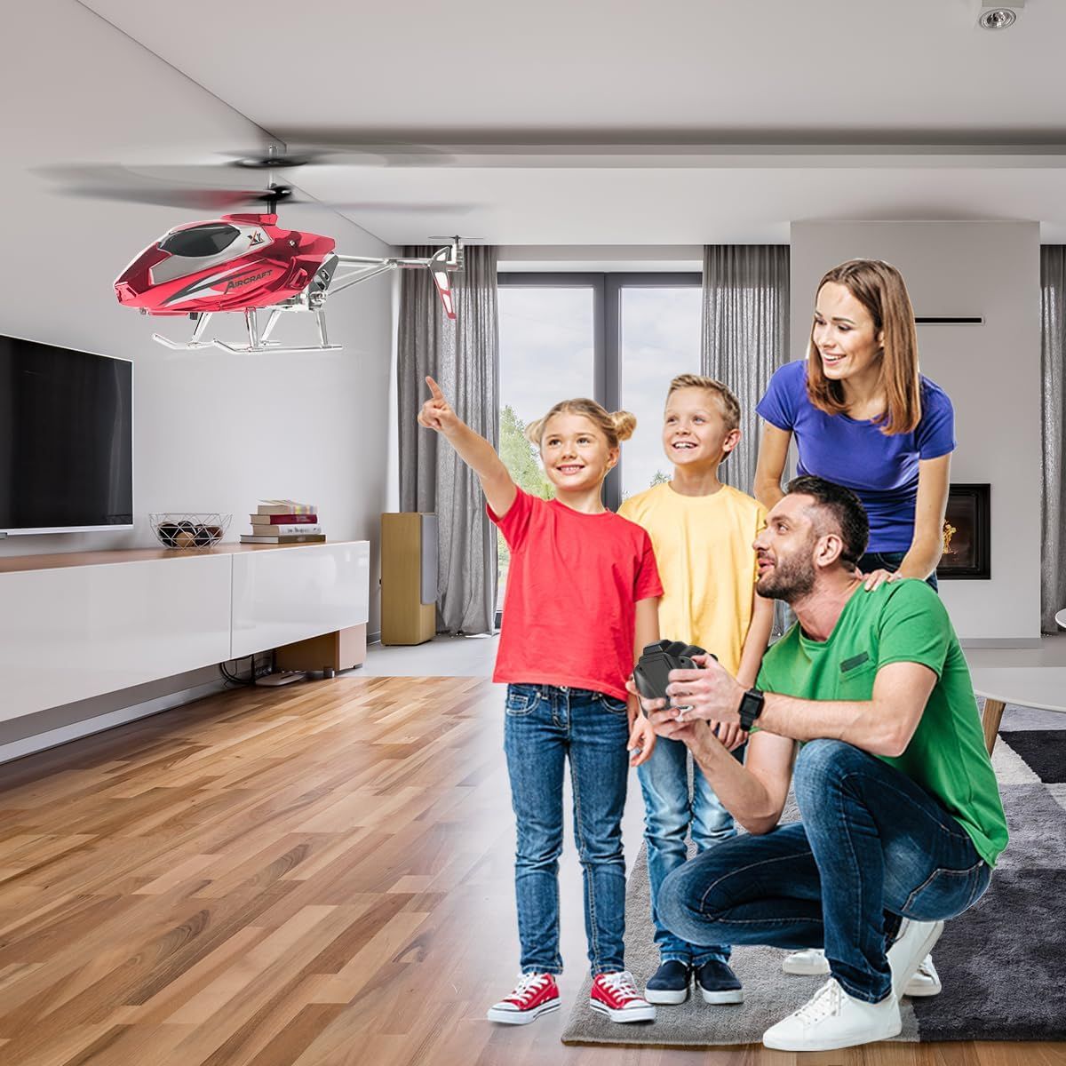 RC Helicopter with Remote Control, 2.4GHz LED Light, One-Button Take-Off for Kids 12+