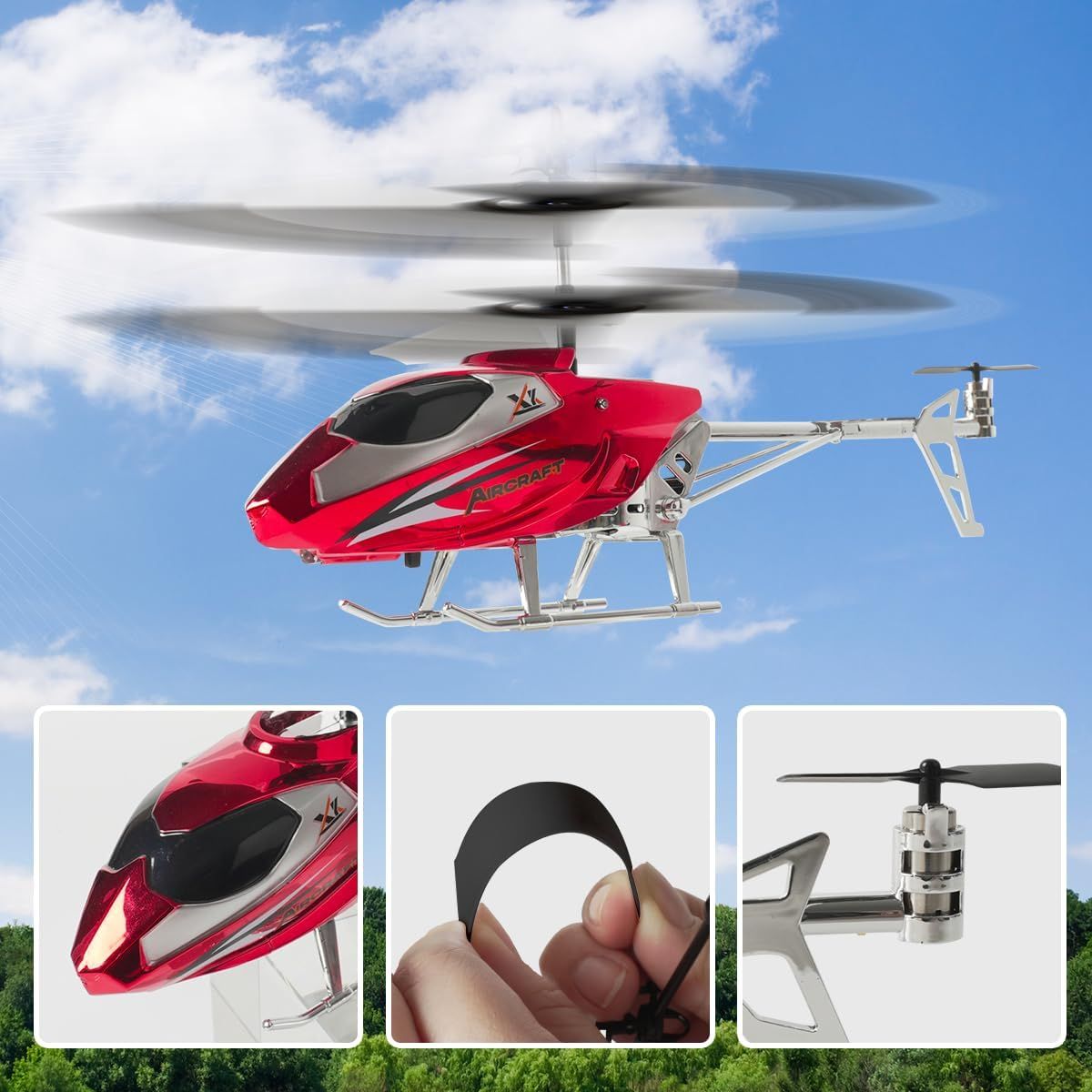 RC Helicopter with Remote Control, 2.4GHz LED Light, One-Button Take-Off for Kids 12+