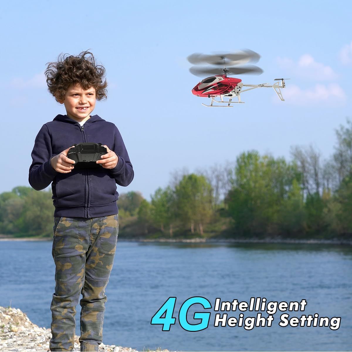 RC Helicopter with Remote Control, 2.4GHz LED Light, One-Button Take-Off for Kids 12+
