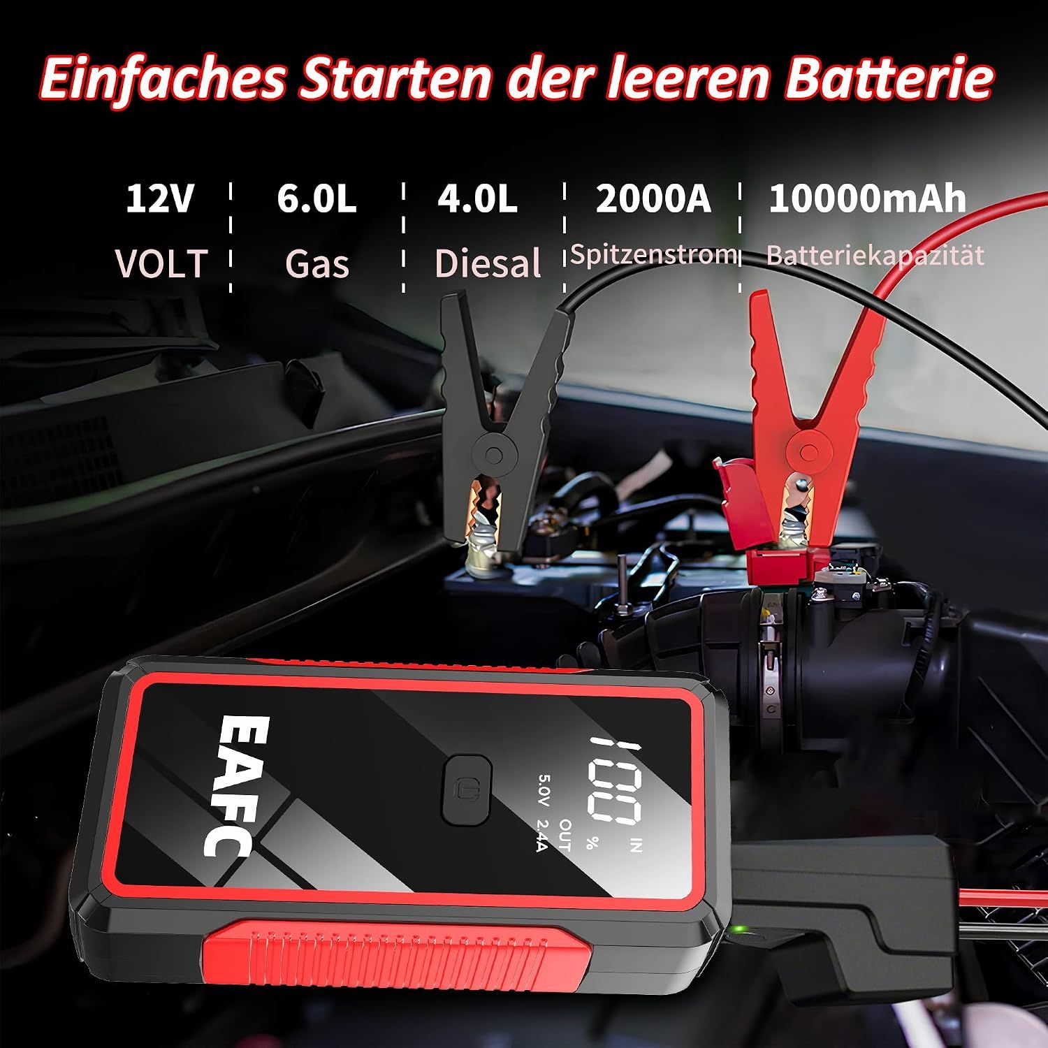 Jump Starter 2000A Portable Car Booster