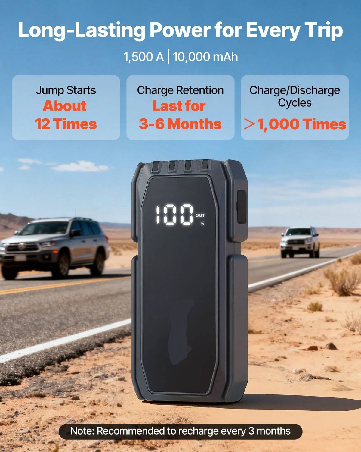 Jump Starter 1500A Portable Car Battery Booster